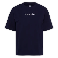 Indien T-Shirt Schriftzug Loose Fit Damen Navy